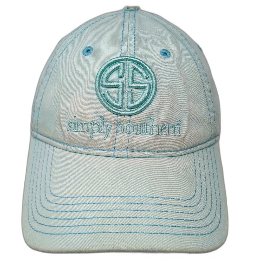Simply Southern Baseball Cap Blue One Size Embroidered Logo Turtle Slideback Hat